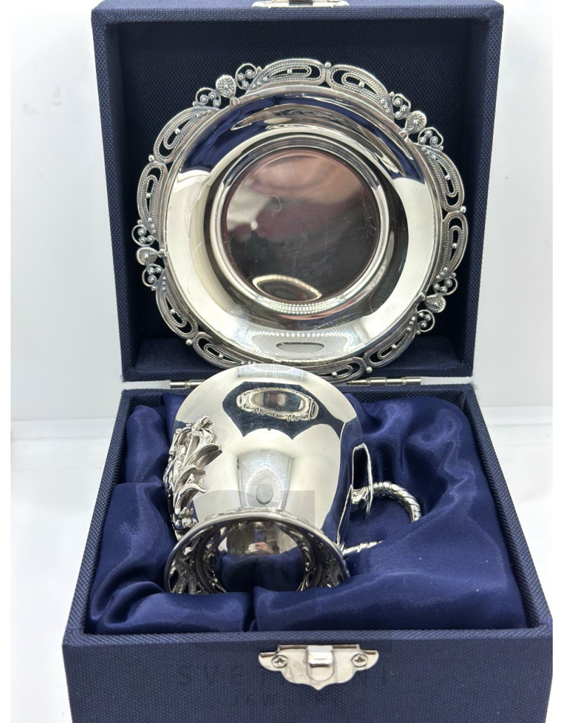 Набір срібна кавова чашка та блюдце “Маркіз”